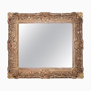 Neoclassical Empire Rectangular Gold Hand Carved Wooden Mirror, Spain, 1970s