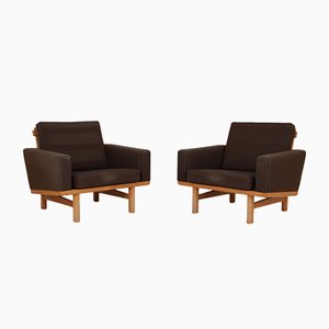 Set of Oak and Wool Model 36 Chairs by Hans J, Wegner