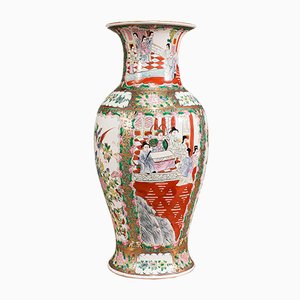 Vase Vintage Art Déco Famille Rose en Céramique, Chine, 1940s