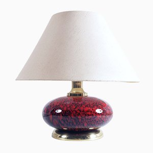 Mid-Century Table Lamp in Murano Glass & Gilt Brass by Tommaso Barbi