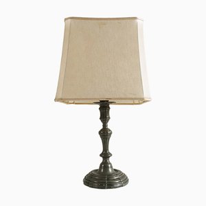 Antique Baroque Style Table Lamp in Patinated Pewter, 1930s