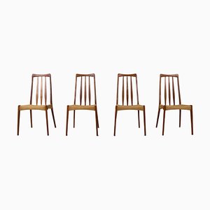Vintage Scandinavian Dining Chairs in Paper Cord and Teak, Set of 4
