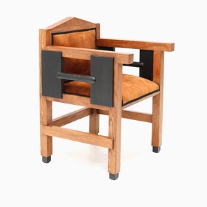 Art Deco Hague School Oak Armchair by Jacques Grubben, 1930s