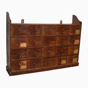 Dutch Industrial Pine Apothecary / Workshop Cabinet, 1920s