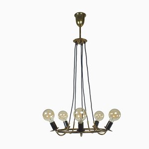 Brass Pendant Lamp in Stilnovo Style by Gaetano Sciolari