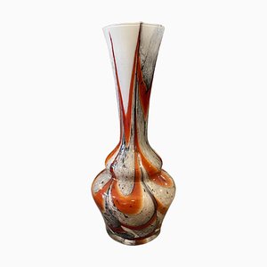 Vase en Verre Opalin Orange et Gris par Carlo Moretti, 1970s