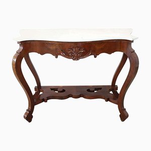 Antique Carved Walnut Console Table, 1850s