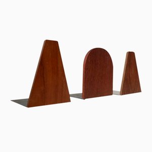 Fermalibri Mid-Century in teak, Scandinavia, anni '60, set di 3