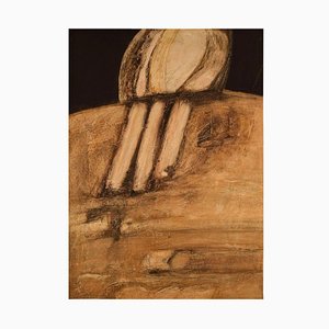 Uno Svensson, mediados del siglo XX, composición abstracta sueca, óleo sobre cartón