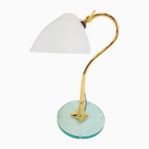Vintage Italian Brass & Glass Desk Lamp, 1970s