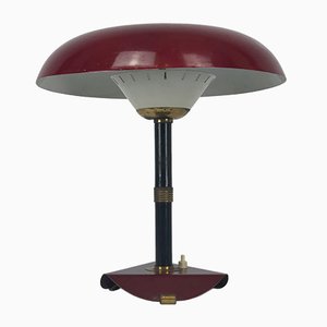 Lampada da tavolo vintage in ottone e laccata, Italia, anni '50