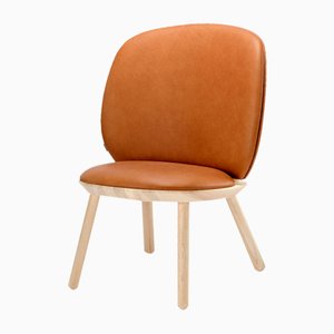 Naïve Low Chair in Hulst Dark Brown Leather by etc.etc. for Emko