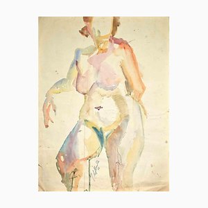 Silvio Loffredo, Nude of Woman, Watercolor, 1956