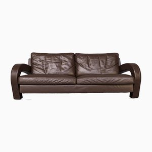 Brown Leather Sofa for B&b Italia, 1980s