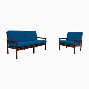 Teak Capella 2-Seater Sofa & Armchair by Illum Wikkelsø for Niels Eilersen, 1960s, Set of 2
