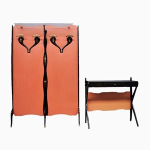 Wall Coat Rack and Console, 1950s, Set of 2