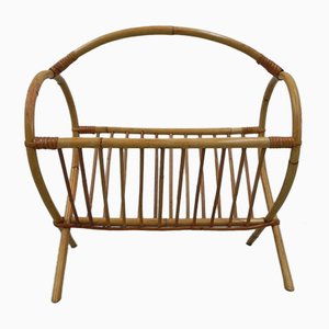 Portariviste In Vimini Naturale - Fatto A Mano In Europa, Design Vintage, Con Manici, Dimensioni 41x29x24/26 Cm, Per Soggiorno, Ufficio