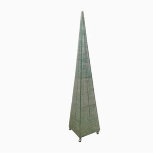 Vintage Italian Green Glass Pyramid Floor Lamp, 1980s
