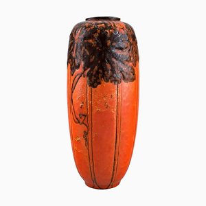 English Orange Ceramic Vase from Royal Pilkington
