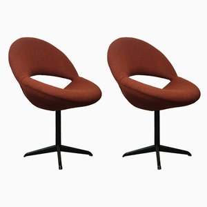 Dunkelorange Bucket Chairs, 1960er, 2er Set