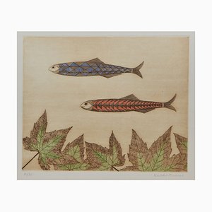 Keiko Minami, Etching with Aquatint, Fishes, 1977