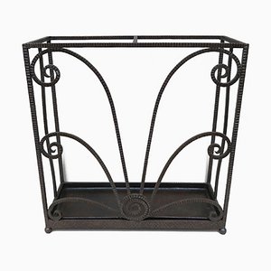 French Art Deco Umbrella Stand in Wrought Iron in the style of Edgar Brandt