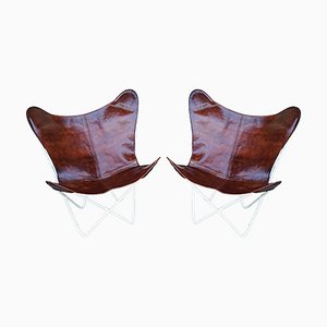 Vintage Butterfly Armchairs in the Style of Jorge Ferrari Hardoy, 1950s, Set of 2