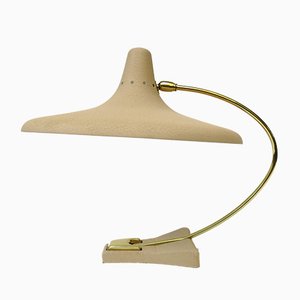 Lampe de Bureau Witch's Hat en Laiton avec Vernis Rétractable Beige Foncé, Allemagne, 1950s