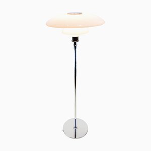 PH 4 1/2-3 1/2 Floor Lamp of Chrome with Shades of Opaline Glass by Poul Henningsen for Louis Poulsen