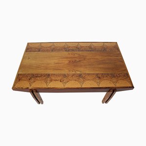 Mesa de centro de madera de palisandro y azulejos, años 60