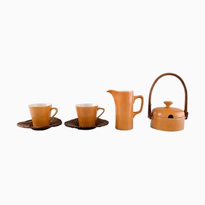 Porcelain Coffee Service for Two People by Kenji Fujita for Tackett Associates, Set of 10