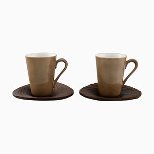 Porcelain Coffee Cups with Saucers by Kenji Fujita for Tackett Associates, Set of 4