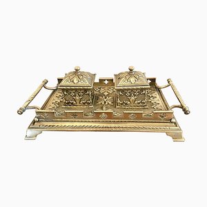 Set da scrivania antico vittoriano in ottone