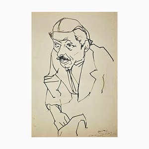 Umberto Maria Casotti, Portrait, Original Pen Drawing, 1947