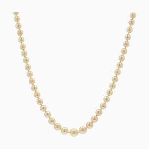 French Golden Falling Cultured Pearl Necklace, 1950s