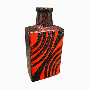 Jarrón botella Fat Lava alemán en rojo y negro de Roth Keramik, años 70