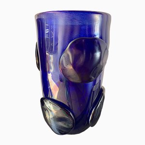 Blue Vases with Murano Glass Pellets by Sergio Costantini, 1990s, Set of 2