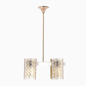 Chandelier in Brass and Acrylic Glass