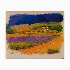 Provence Sud de la France, Début du 21ème Siècle, Paysage Pastel à l'Huile par Hancock, 2000