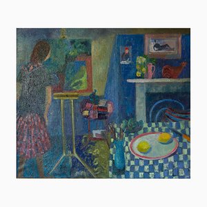 Dipinto in cucina, fine XX secolo, olio di Ruth Burden, anni '90