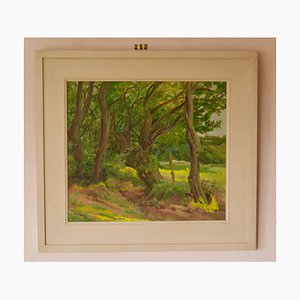 Into the Forest, Mid-Century, paisaje al óleo impresionista de Dorothy King, años 50