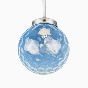 Lámpara colgante vintage esférica azul, años 60