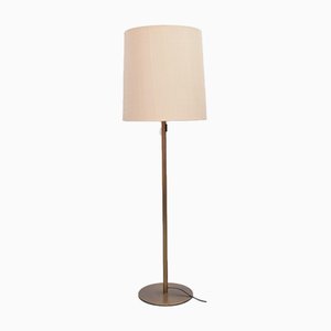 Brass Floor Lamp with Large Lampshade