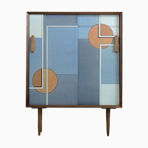 Mueble escandinavo Mid-Century moderno de abedul pintado a mano, años 60