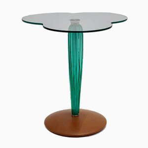 Table d'Appoint en Verre Transparent, Verre Vert et Feuille de Hêtre, Italie, 1980s