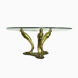 Brass Parrot Coffee Table in the Style of Willy Daro, Belgium, 1970s