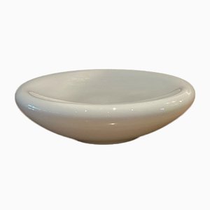 Sculptural Bowl in Blown White Opaline Glass by Vincenzo Nason & Cie, Murano Venice, Italy, 1967