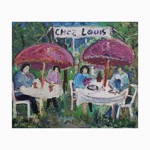 Pranzo da Chez Louis, Roland Dubuc, anni '70, olio su tela