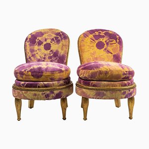 Small Gilded Beechwood Armchairs, Set of 2