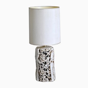 Lámpara de mesa escultural con estructura de cerámica esmaltada, años 60